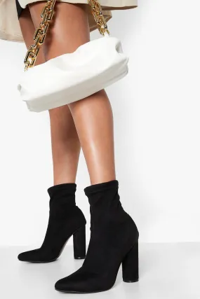 Block Heel Pointed Sock Boots