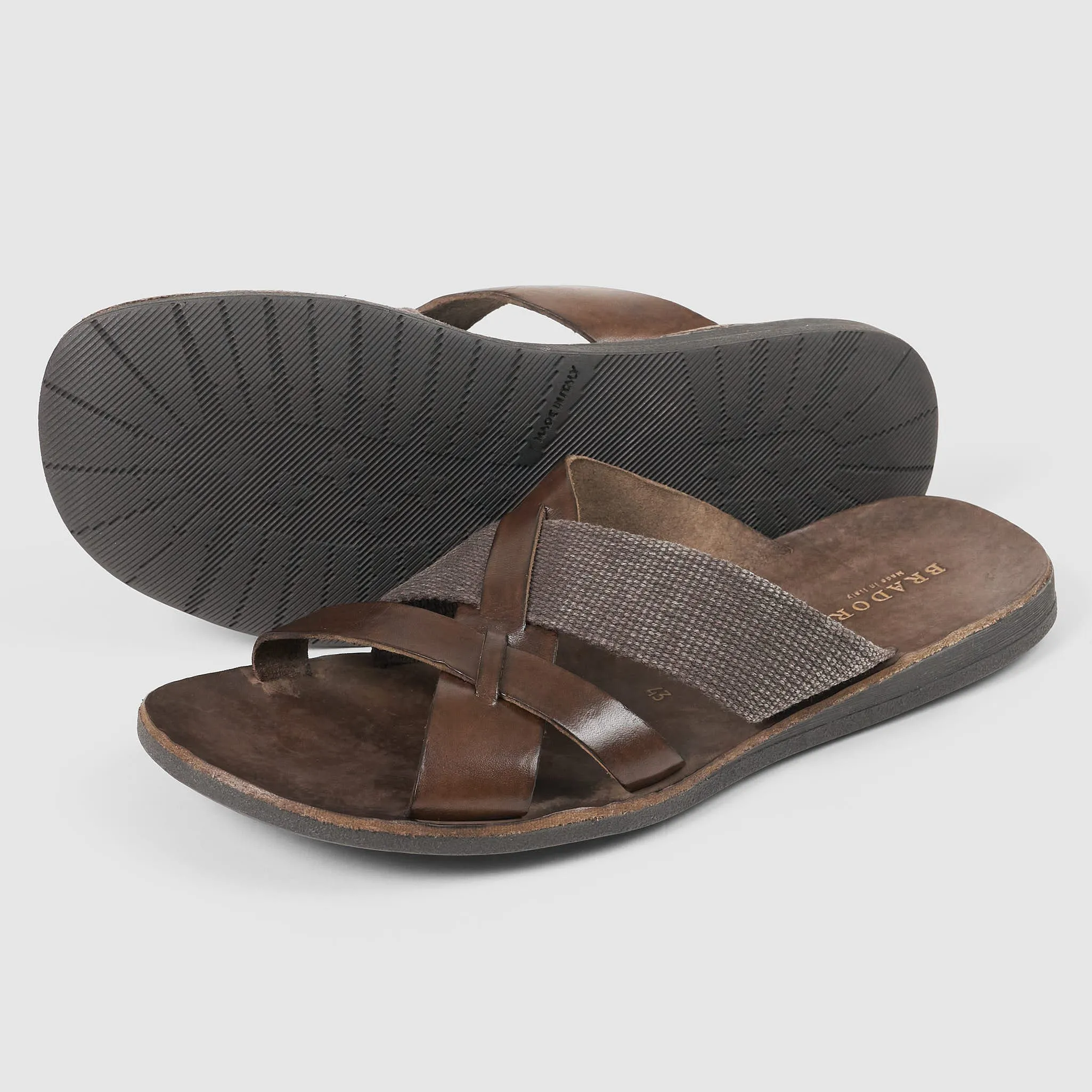 Brador Mens Leather &  Canvas Sandals