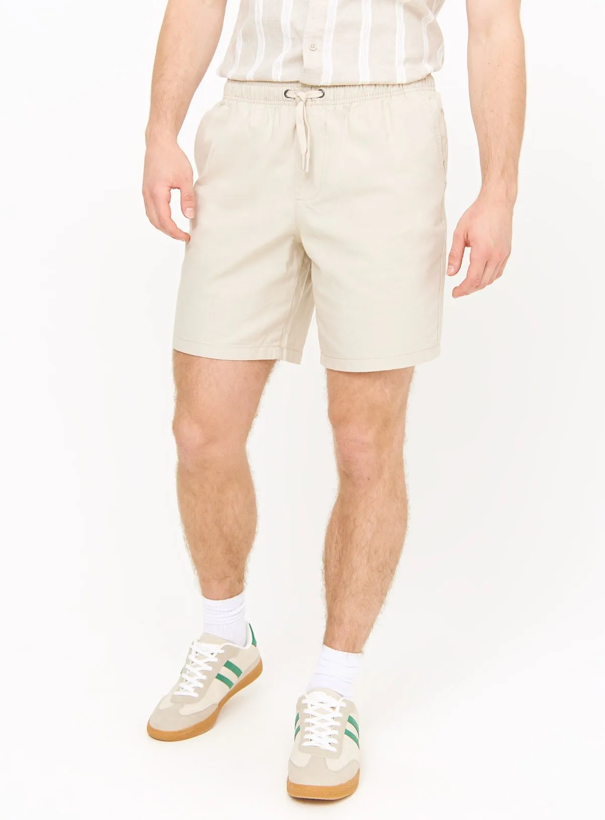 Buy Cream Pull-On Cotton Shorts 36 | Shorts | Tu