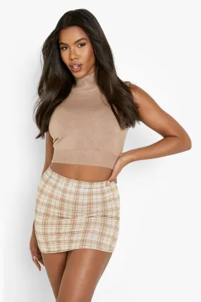 Checked Jersey Mini Skirt