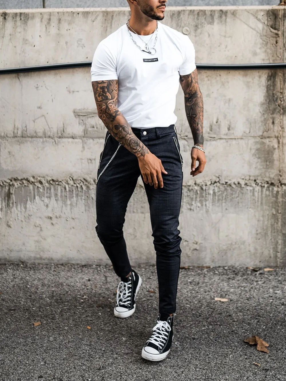 DECEPTION  |Street Style Plain Short Sleeves Logo T-Shirts