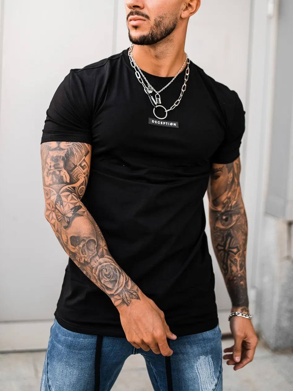 DECEPTION  |Street Style Plain Short Sleeves Logo T-Shirts
