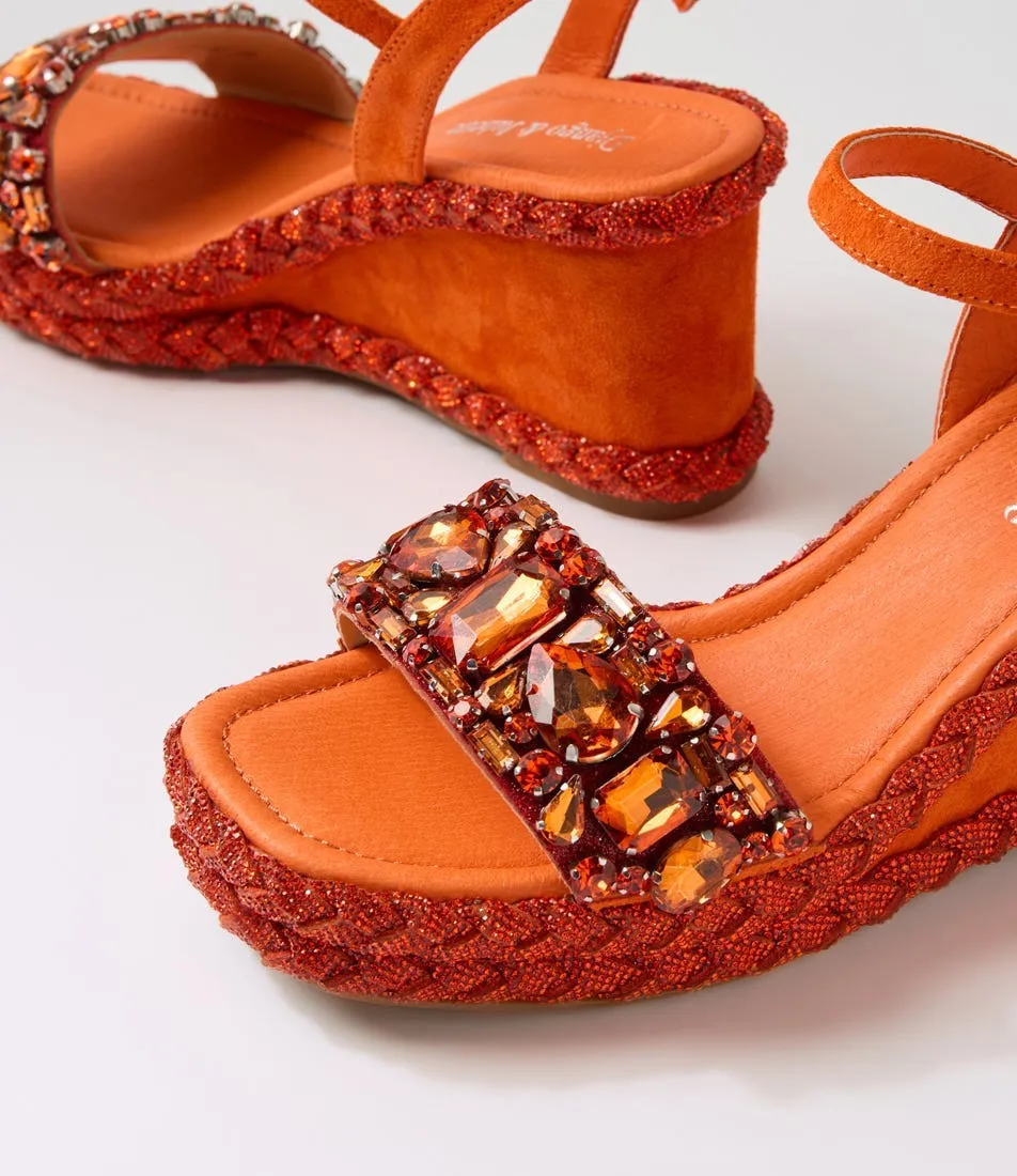 DJANGO & JULIETTE Vaddim Orange Suede Jewels Sandals