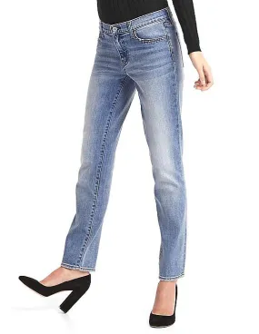 GAP Women Blue Stud-Pocket Straight Jeans
