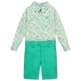 Green Floral Shorts Set