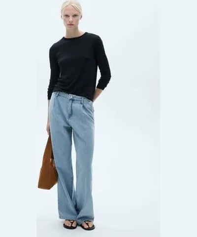 MANGO Arletita straight-fit pleated jeans