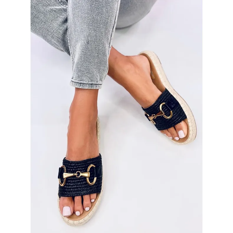 Maters Black espadrille flip-flops