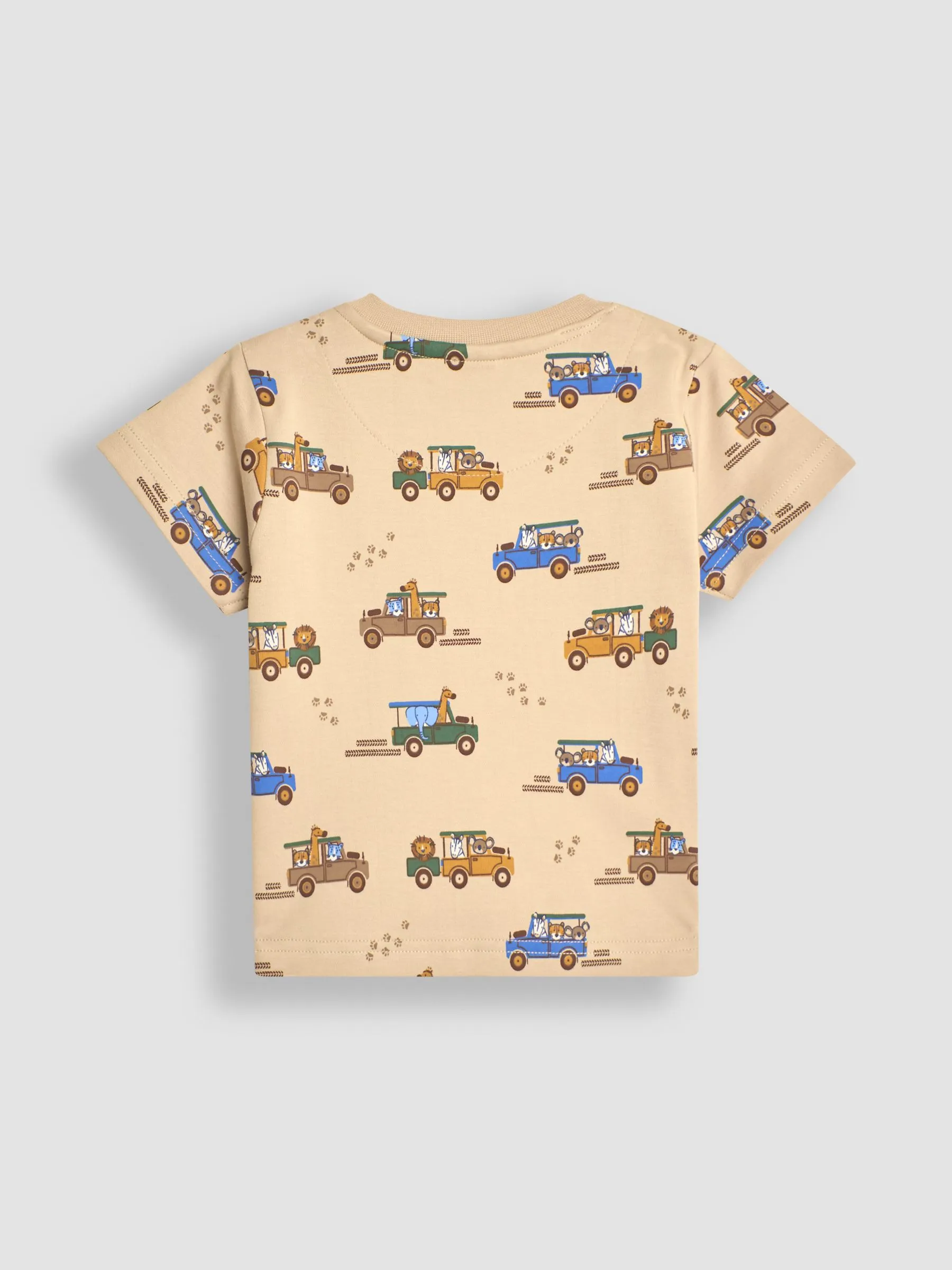Mocha Safari Vehicles Print & Stripe 2-Pack Pocket T-Shirts