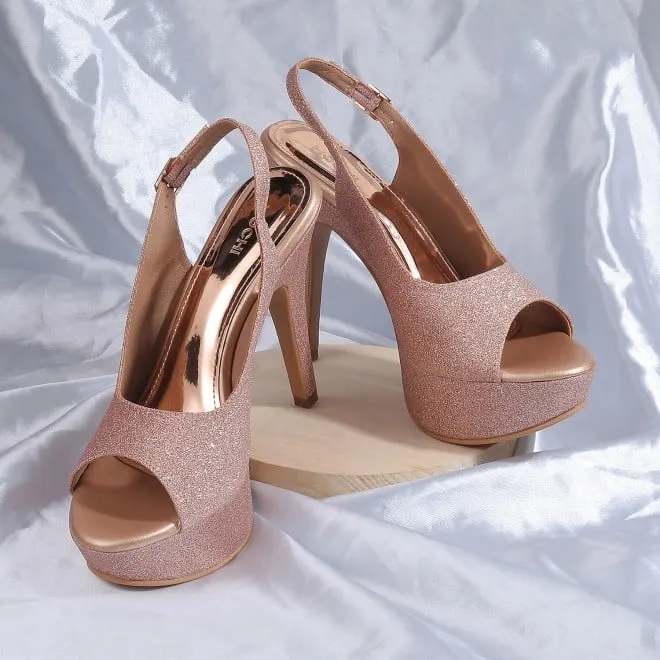 Mochi Women Rose-Gold Party Sandals