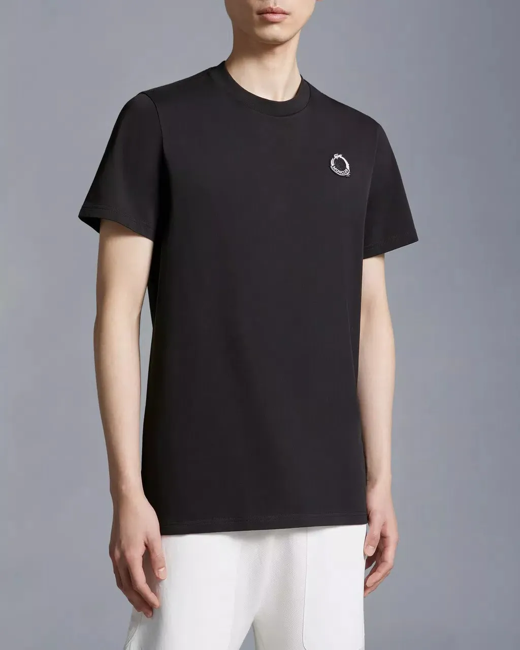 MONCLER  |Crew Neck Plain Cotton Logo Crew Neck T-Shirts