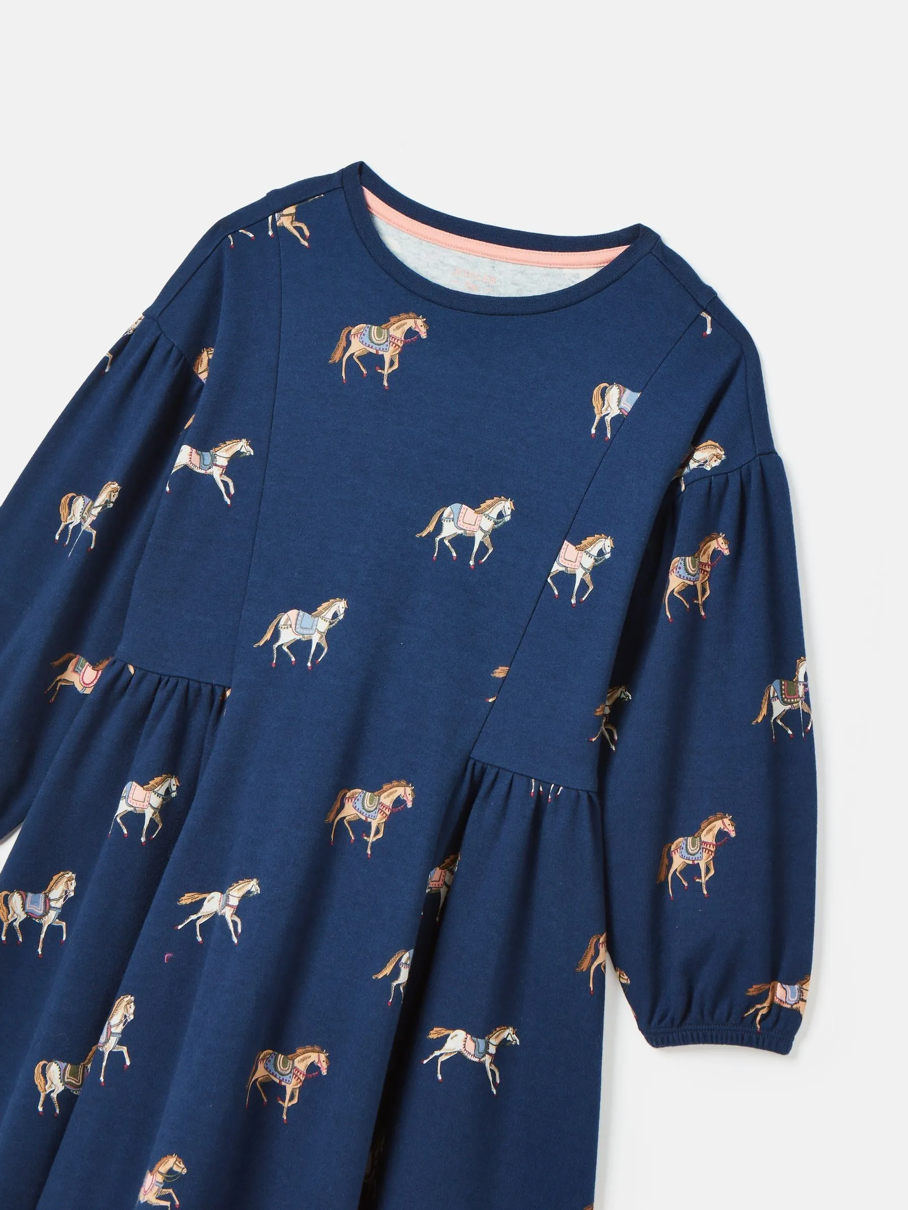 Navy Horse Print Jersey Dress