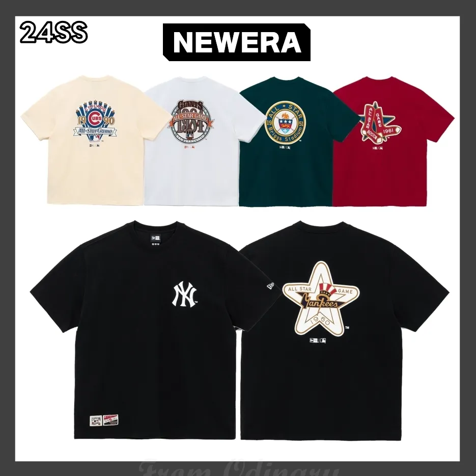New Era  |Unisex Street Style Oversized Logo T-Shirts