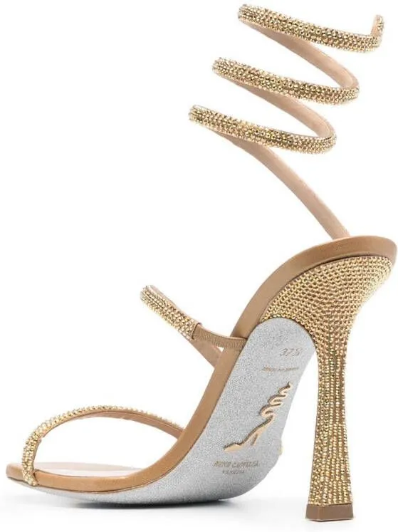René Caovilla Cleo crystal-embellished sandals Gold