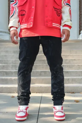 Slim Rigid Renaissance Laser Print Jeans