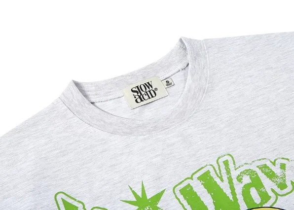 SLOW ACID  |Unisex U-Neck Oversized Logo T-Shirts