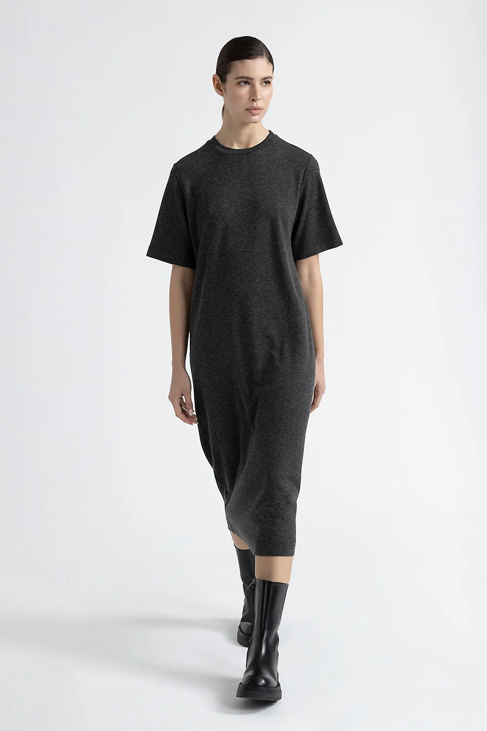 Viscose and wool jersey long dress